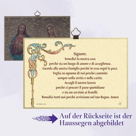 Fratelli Bonella - Religious Picture for Bedroom, Heart of Jesus and the Immaculate Heart of Mary and Blessing - MDF Poplar Picture 8 mm x 10 cm x 15 cm