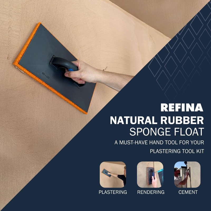 REFINA Medium Grain Rubber Sponge Float for Plastering, Rendering &