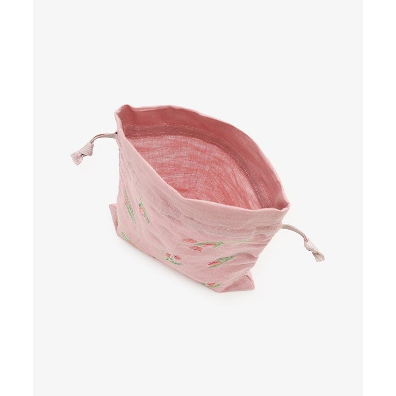 Afternoon Tea Living Pouch, JK04 Floral Words Drawstring Pouch, M/Tulip,
