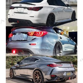 WENQI Glossy Black Rear Bumper Diffuser & Rear Spoiler Fit for 2018-2023 Infiniti Q50