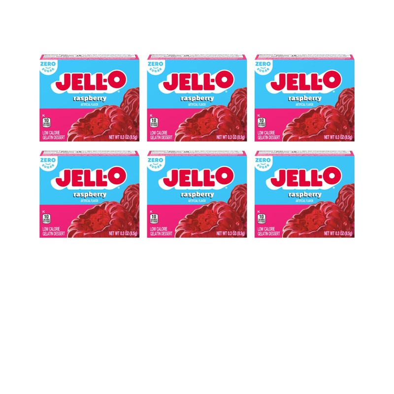 Jell-O Raspberry Sugar-Free Gelatin Mix (0.3 oz Boxes, Pack of