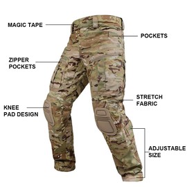 SINAIRSOFT Tactical Pants with Knee Pads,Men's Airsoft Paintball Hunting Outdoor Pants,Multi Pockets Work Cargo Hiking Pants