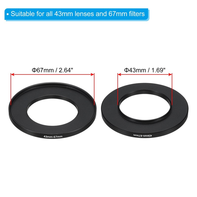 PATIKIL 43mm-67mm Metal Step Up Ring and Cleaning Cloth 2