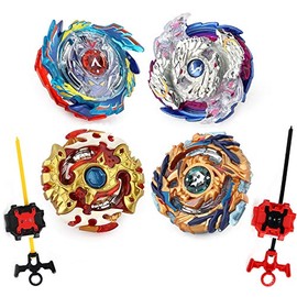 Elfnico Bey Battling Top Burst Gyro Toy Set 4 Spinning Tops 2 Launchers Combat Battling Game with Portable Storage Box Gift for Kids Children Boys