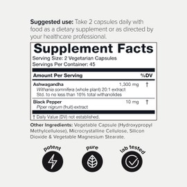 Ashwagandha - Ultra High Potency 20:1 Extract with 10% Withanolides - Wild Harvested in India - Highly Concentrated - Third-Party Lab Tested - 90 Capsules