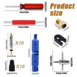 Shengsenfu Tire Valve Repair Tool Set, 3pcs Valve Stem Core Wrench Removal Tools and 10 Valve Core 10 Cover Brass Screws Plastic Buckle & Installation Tools for All Standard Valves Cars Trucks