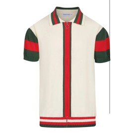 Oxknit Polo Stripe Full Zip XL. Vintage Style.