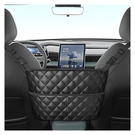 UHANBUT Car Purse Holder Between Seats, Universal Large Capacity PU Leather Handbag Organizer, Luxury Backseat Pet Barrier Storage Pocket for Tissue, Key, Bottle, Umbrella