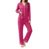 Ekouaer Womens Pajamas Set 2 Piece Button Down Sleepwear Soft Long Sleeve Top and Pants Pjs Lounge Sets Rose Red XXL