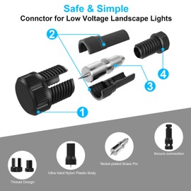 24 Pack Low Voltage Landscape Light Wire Connector Fntek Outdoor 14-20 Gauge Cable Connectors for Landscape Path Lights Work with Malibu Paradise Moonrays and More