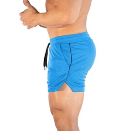 CEHT Pantalones cortos deportivos para hombre, de secado rápido, para culturismo, para entrenamiento, para hombre, con bolsillos, Azul, X-Large