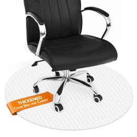 Thickened Chair Mat for Carpet, 39-inch Round Desk Chair Mat for Low to Medium Pile Carpet (up to 1/4” Thick), Heavy-Duty Carpet Protector Mat for Office Chair, Semi Transparent