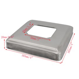 Mewutal 6pcs 2"×1.8" Deck Post Base Cover Stainless Steel Post Skirt Covers Silver 4" Porch Base Brackets External Column Wraps for Fence Railing Stair (Silver)