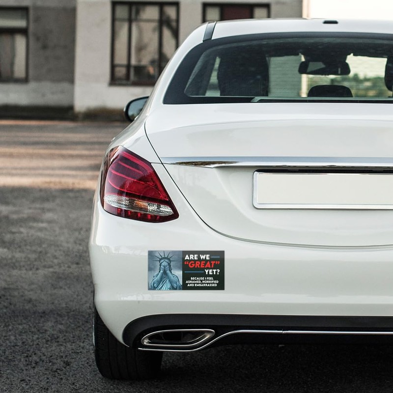 BAVAHA [7.5x3.75, 3pcs] are We Great Yet Bumper Sticker Cause