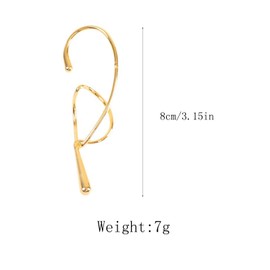 Irregular Geometric Line Statement Ear Cuffs Earrings for Women,2Pcs Minimalism Non-Pierced Gothic Elves Clip On Cartilage Climber Earrings (Gold)