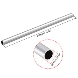 sourcing map 6063 Aluminum Round Tube, 300mm Length 15mm OD 13mm Inner Dia Seamless Aluminum Straight Tubing