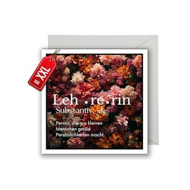 WBdesignz Thank You Card for Teacher with Envelope – Beautiful Thank You Card with Elegant Saying Thank You Card for Colleagues Friends Acquaintances (XXL 22 cm x 22 cm)