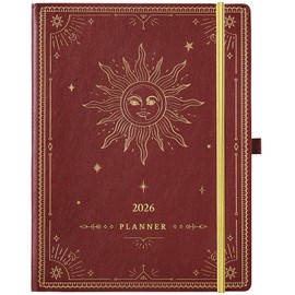 2026 Planner - Planner 2026 Weekly and Monthly, 9" x 11", Jan. 2026 - Dec. 2026, Weekly and Monthly Planner, Leather Cover with Thick Paper, Back Pocket - The Sun