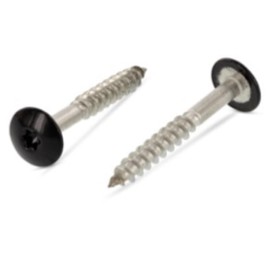 Idt Trade Trespo Wood Screws 4.8 x 32 mm Pack of 50 Stainless Steel A2 / V2A - Round-Headed Wood Screws with Hexalobular Socket - Rustproof - Powder Coated RAL 9005 Jet Black