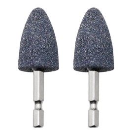 2PCS Grinding Wheel Drill Attachments - Hexagonal Shank Corundum Bits for Polishing Deburring Carving - Brown Cone Abrasive Heads (Gray)