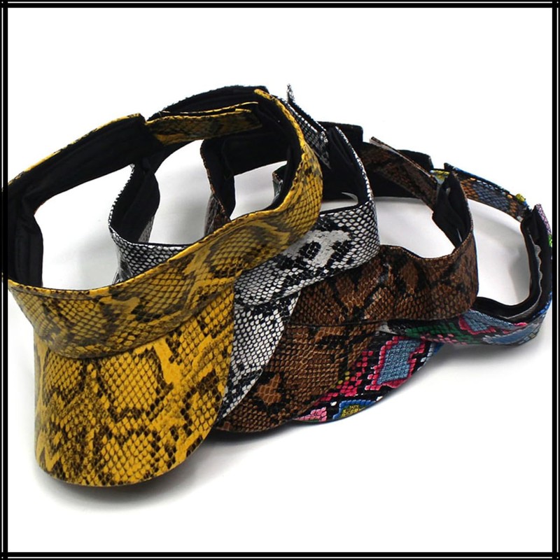 White Fang CZ307 Women's Sun Visor, Python Pattern, Golf, Running,