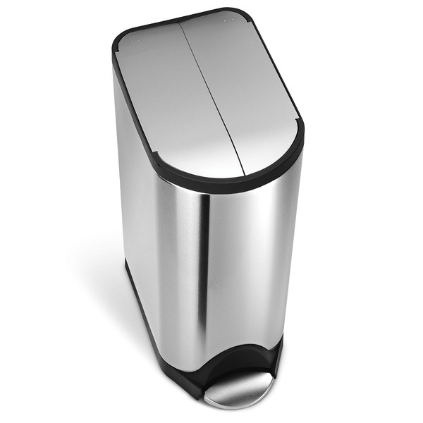 simplehuman 30 Liter / 8 Gallon Butterfly Lid Kitchen Step Trash Can, Brushed Stainless Steel