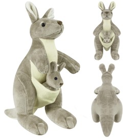SGZIOO Kangaroo Plush Toy, 28 cm Kangaroo Cuddly Toy, Cute Cuddly Toy, Mother and Child Kangaroo, Fluffy Kangaroo Soft Toy, for Children Playing, Sleeping and Cuddling
