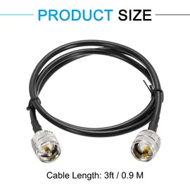 sourcing map 1PCS RG58 Coaxial Cable 3ft/0.9 M, UHF PL-259 Male to Male Coax Cable 50 Ohm Low Loss Cable for CB Radio, Ham Radio, Antenna Analyzer