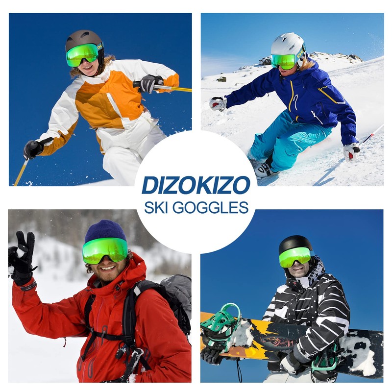DIZOKIZO Ski Goggles Magnetic Replaceable Lens Snow Goggles for Men