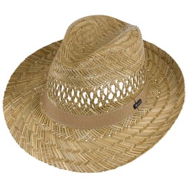 Lipodo Classic Fedora Straw Hat - Summer Hat Made in Italy - Bogard Hat with Grosgrain Ribbon Set - Straw Hat - Sun Hat Spring / Summer, natural