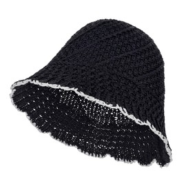 EINSKEY Women's Crochet Bucket Hat, UV Protection Lightweight Packable Faux Straw Sun Hat for Beach Travel Hiking & Outdoors