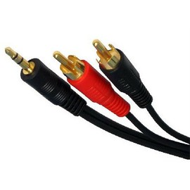 World of Data 2m AudioPro 3.5mm Audio Jack to Twin RCA Cable 2m - 24k Gold Plated - Bi-Directional - Audio - Stereo - Male to Male - 2m