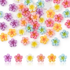 Hanycon 50PCS Resin Flower Assorted Colors Mini Plumeria Flower Flatback Flowers for Bridal Hair Clips Headbands Dress DIY Accessories Wedding Party Supply Table Decorative
