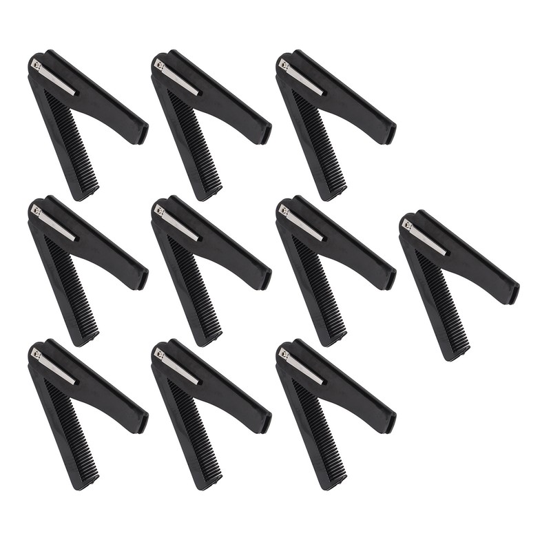 10Pcs Folding Comb Black Fine Teeth Durable Plastic Pocket Size
