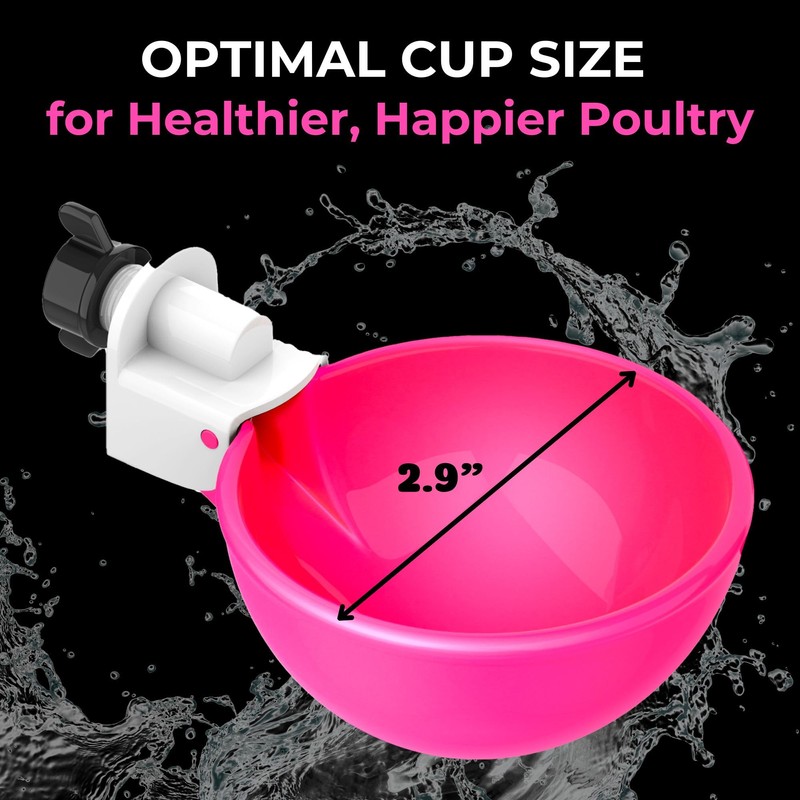 Lil'Clucker - Pink Large Automatic Chicken Waterer Cups Suitable for