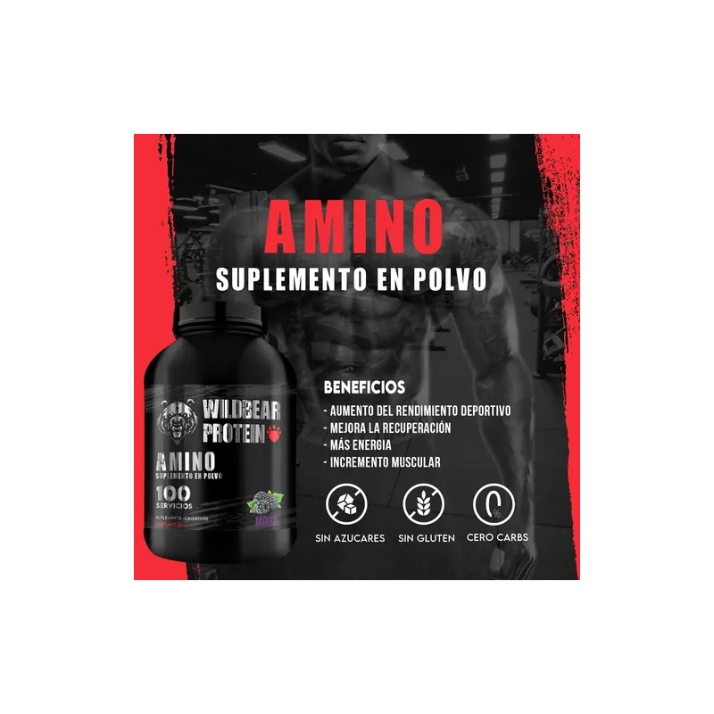 Aminoácidos En Polvo Wild Bear 1kg Prentreno Varios Sabores