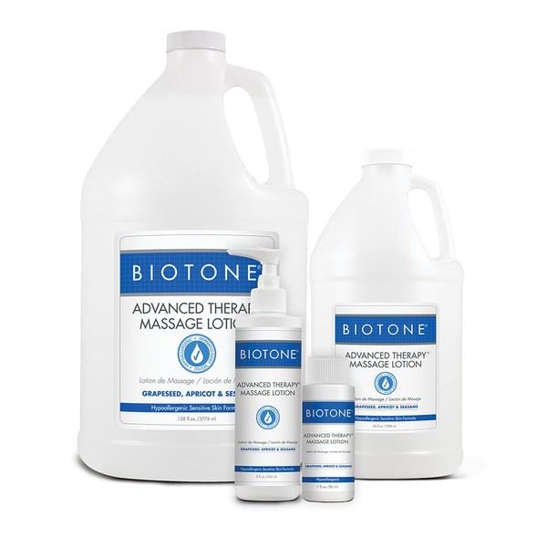 BIOTONE Advanced Therapy Massage Lotion, Hypoallergenic and Fragrance-Free, More Glide and Workability, Absorbs for a Non-Greasy Finish