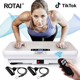 ROTAI 3D Vibration Board Plate Exercise Machine Whole Body Workout Portable Mini Vibrate Fitness Platform for lymphatic drainage and improved overall health Home Gyms vibrating - Color: grey