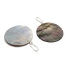 THEPRETTYBITS Dark Abalone Shell Earrings, Large Round Disc, Long Dangle