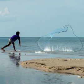 Cast Net for Bait Trap Fish, 4ft 6ft 8ft Radius Cast Nets for Fishing, 3/8 inch Mesh for American Saltwater Freshwater Fishing Net, Easy to Throw Casting Net for Bait Trap Fish