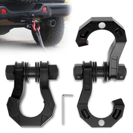 AMBULL AMBULL D Ring Shackles 3/4" Split Shackles, 44,000lbs Break Strength Towing Winch Shackles, Heavy Duty Shackles with 7/8" Screw Pin for Tow Strap Winch Off Road Vehicle Recovery, (2pack) BlackBlack