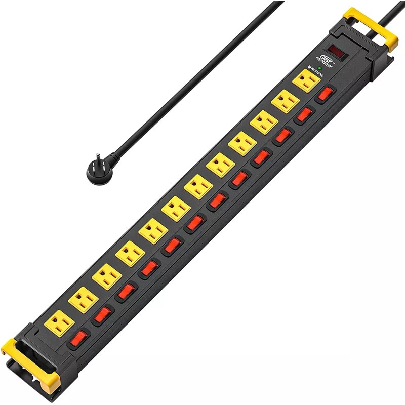 CRST 12 Outlets Long Power Strip, 9 FT Cord Metal