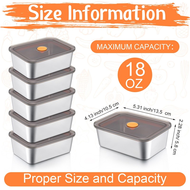 Layhit 10 Set Stainless Steel Food Containers with Lids Metal