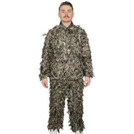 QuikCamo 3D Leafy Suit for Hunting - Lightweight Leafy Camo Suit for Men with Breathable Mesh, 4 Zippered Pockets, Drawstring Pants - Ideal Leaf Suit for (Mossy Oak Breakup Country, XXL/3XL)