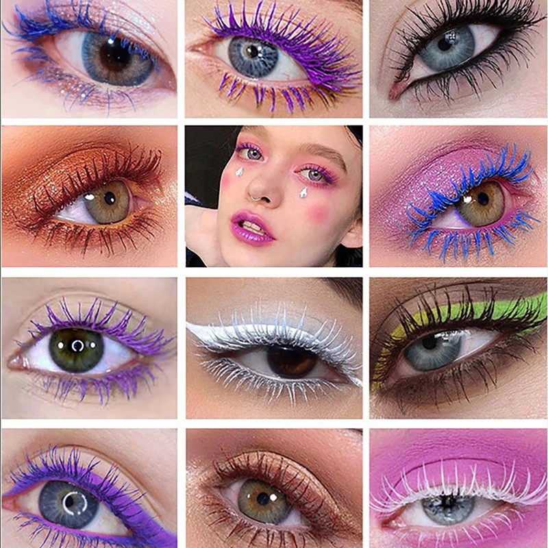 Roseflower Colored Mascara Sets - 12 Waterproof Colors, Pink, Purple,