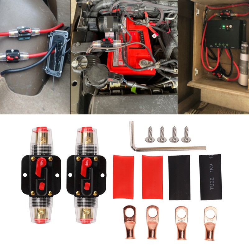 12‑24V Inline Circuit Breaker with Manual Reset Fuse Holder Battery