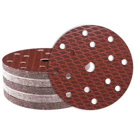 Pack of 50 Sandpaper 150 mm Velcro, 240 Grit 15 Hole, Red Sanding Discs Set for Random Orbital Sanders