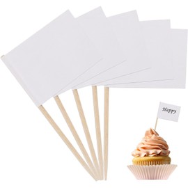 ALINK 10 cm white flags for labelling, 100 flag picks, toothpick paper flags for all types of events or for