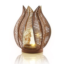 Luces solares para exteriores, decoración de jardín, globo de vidrio agrietado, impermeable, arte de metal para patio, luces solares de jardín para decoración de patio, porche, decoración de patio.