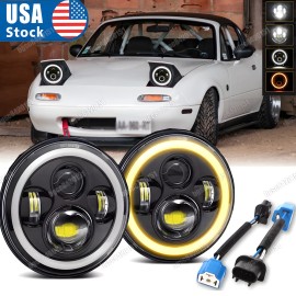 Unbranded 2pcs For Mazda Miata MX5 MX-5 1990-1997 7 inch Round LED Headlights Accessories